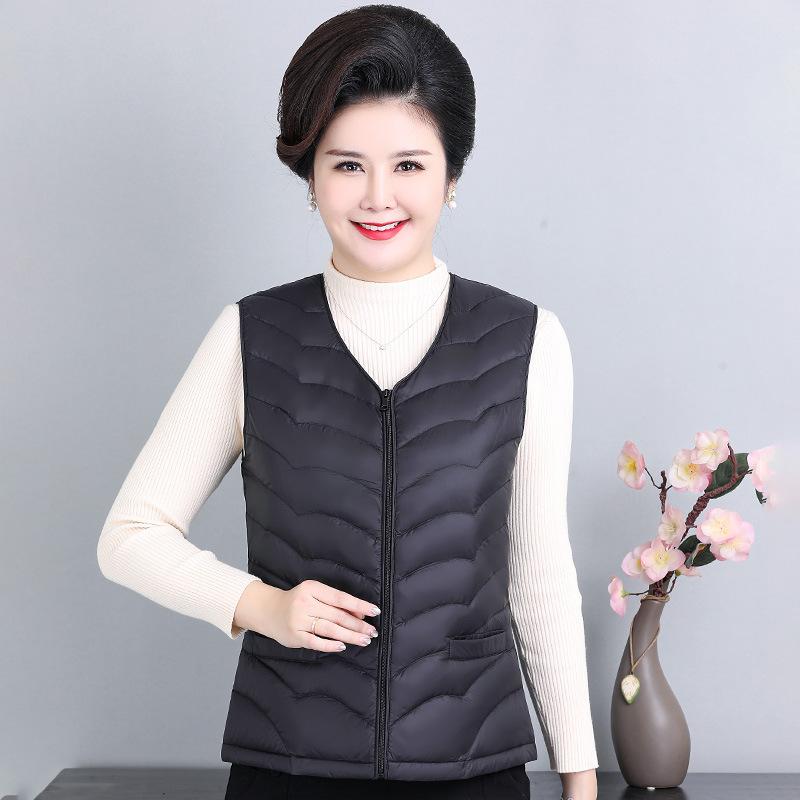 

Winter Middle-aged and Elderly Women s Clothing Down Vest Liner Large Size Vest Light and Thin Mother Clothing L