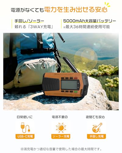 [Disaster Prevention Officer Recommended/Evolved Model] Greeshow Disaster Prevention Radio Digital Channel Selection 5000mAh Large Capacity