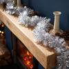 Gift Wrapping Ribbon Christmas Snowflake Tinsel Garland, 200cm Light Blue Purple Foil Wired Ribbons Strip for Tree Staircase Window, Holiday