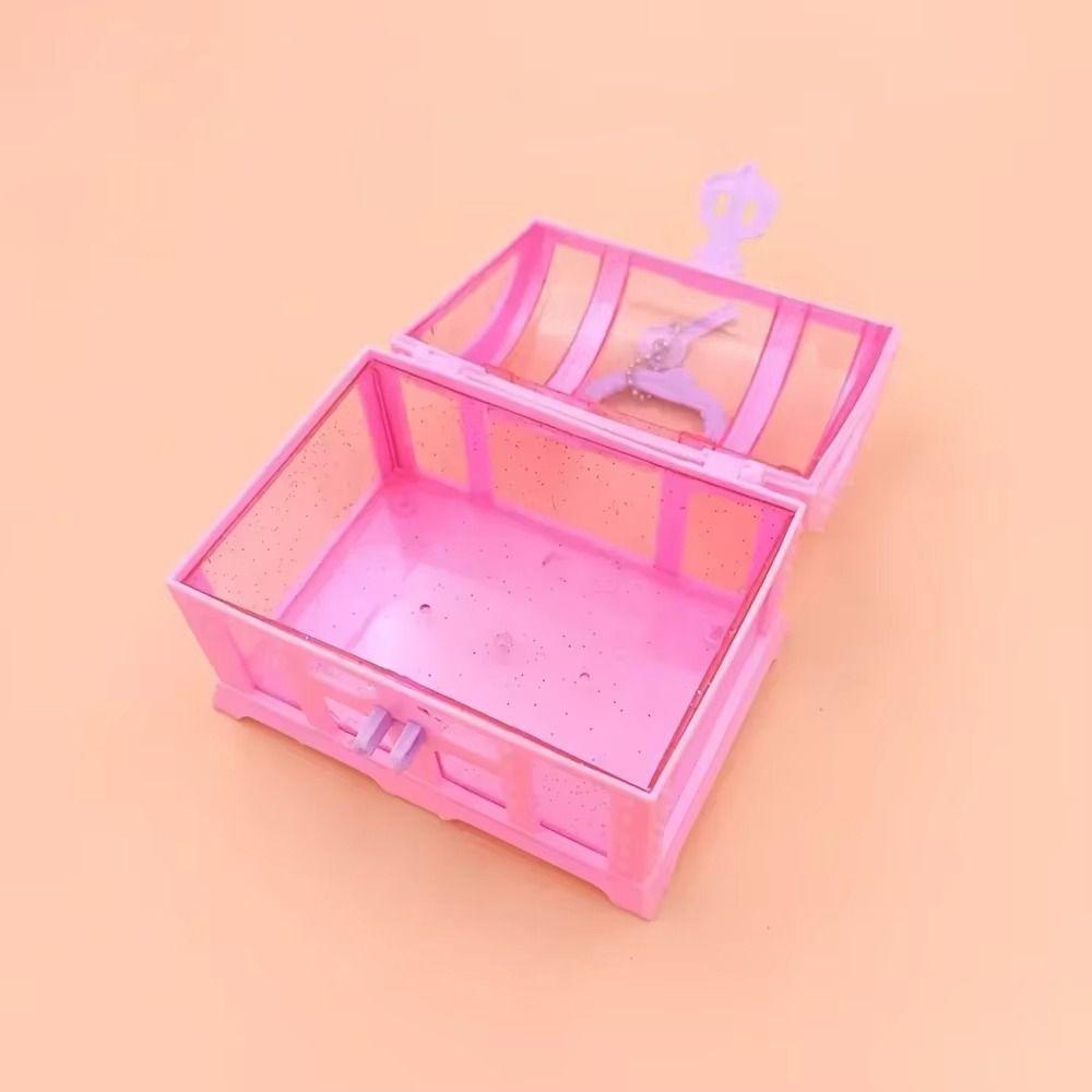 Pink/Purple Kids Jewelry Box With Lock Treasure Chest Mini Box Cute Makeup Box Kids Toy