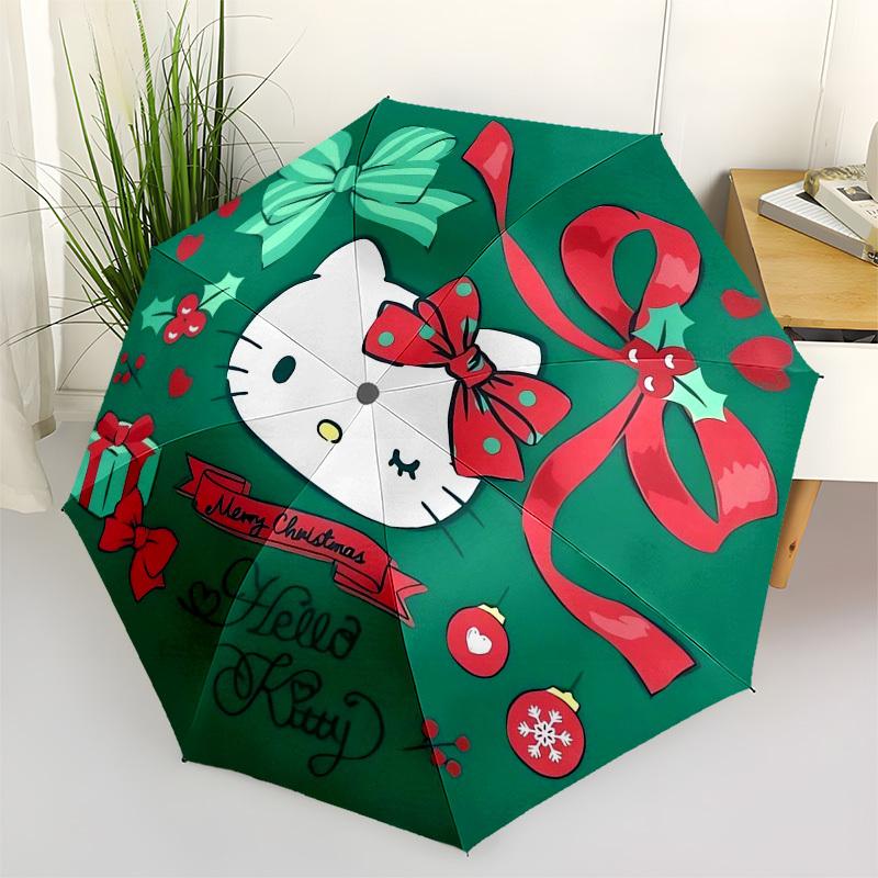 

1pc Christmas Hello Kitty Decorations Umbrella with Plastic Handle,Suitable for All Seasons Home Travel Outdoor UmbrellaSanlio273