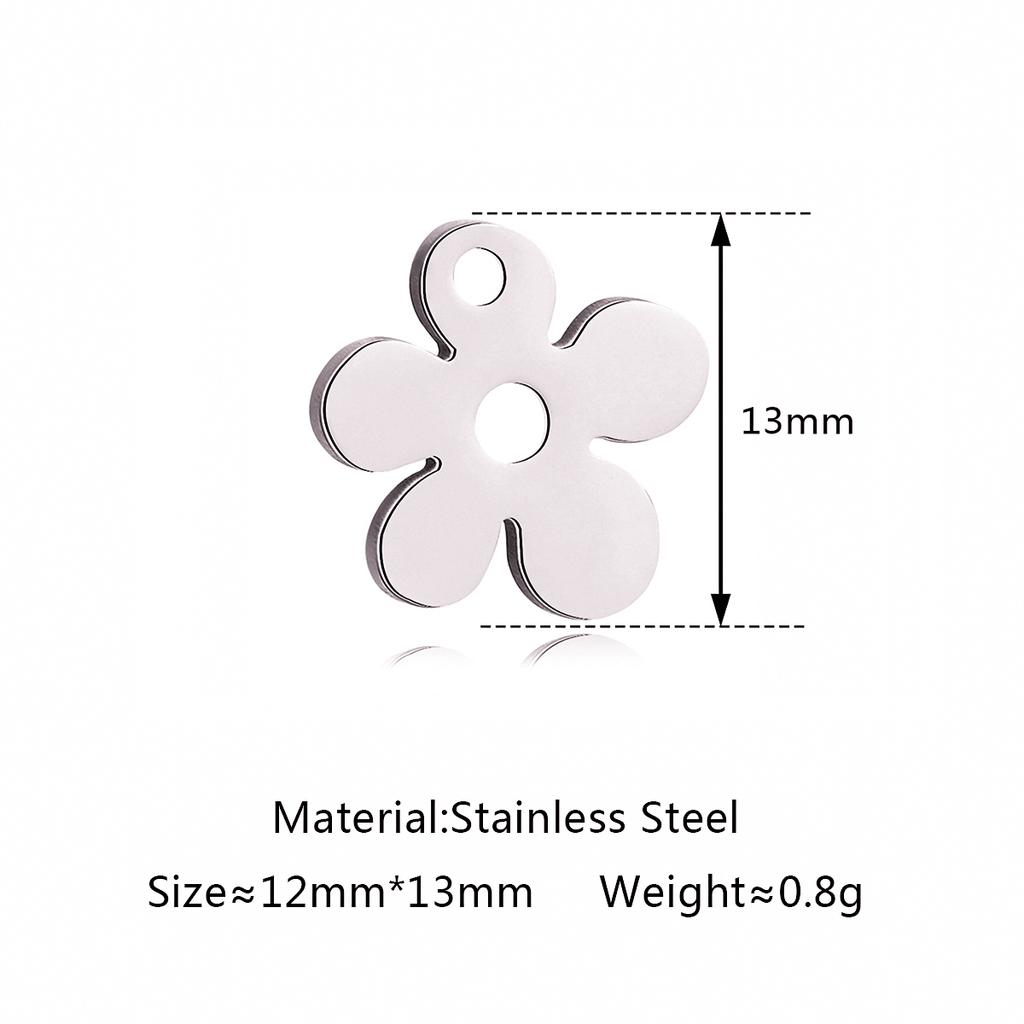 5Pcs/Lot Floral Theme Flower Charms Stainless Steel Sakura/Peach Blossom/Clover Pendants DIY Necklace Bracelets Jewelry Making