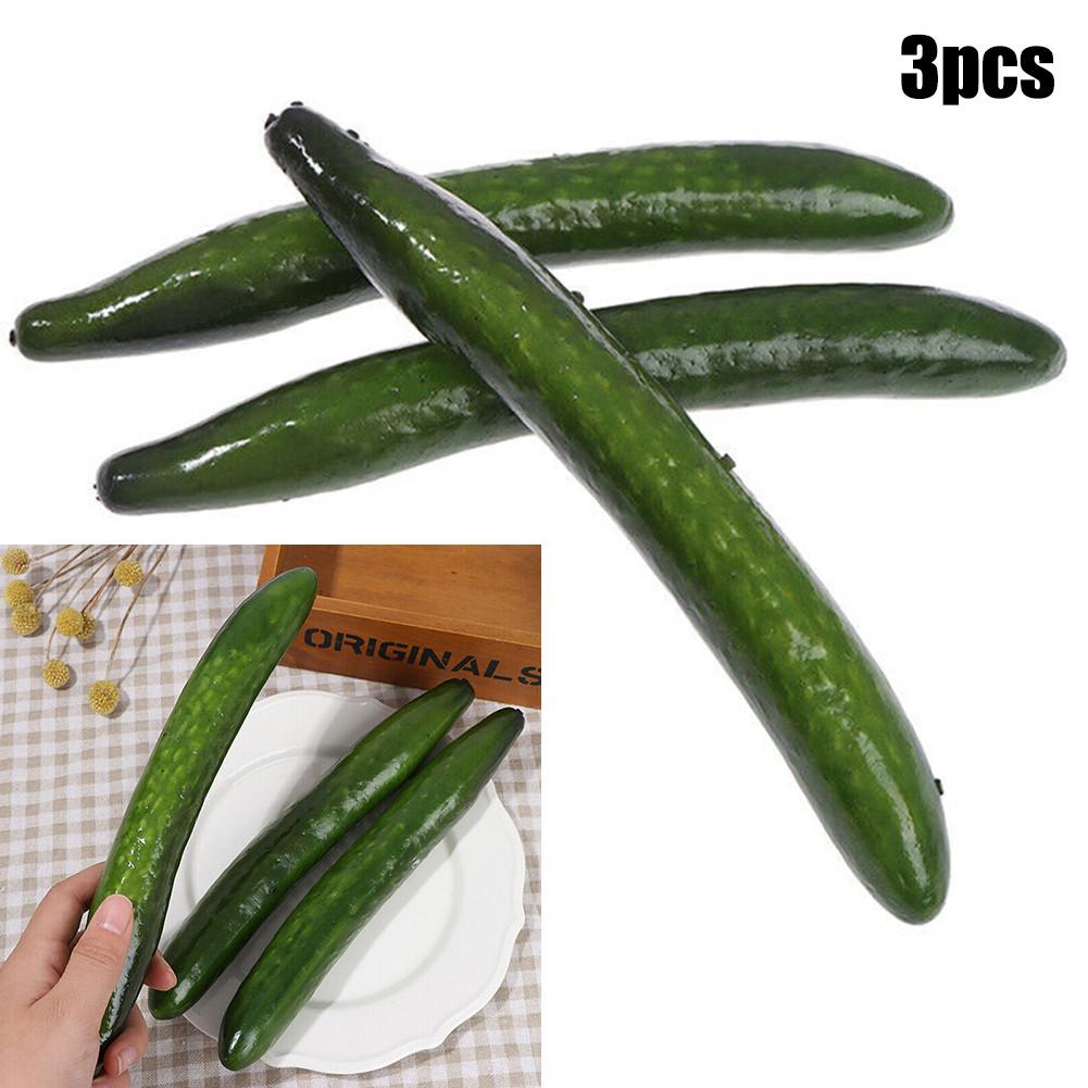 3Pcs Simulation Cucumber Simulation Vegetable Realistic No Withering Lifelike Vegetable Props Home Kitchen Decoration