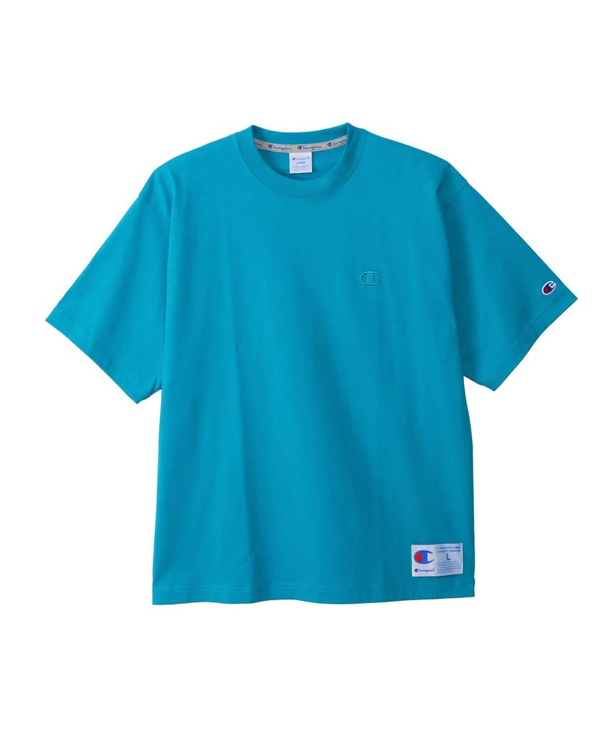 Champion Short Sleeve Cotton USA Embroidered Logo Relaxed Fit Garment Wash Short Sleeve Action Style Teal Blue 100% T-Shirt C3-V331 Men's