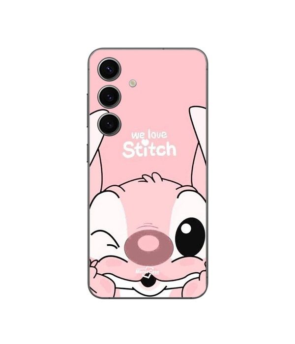 Coque - Maniacase - Galaxy S25 Plus - Silicone - Souple - Stitch Angel mignon gond rose