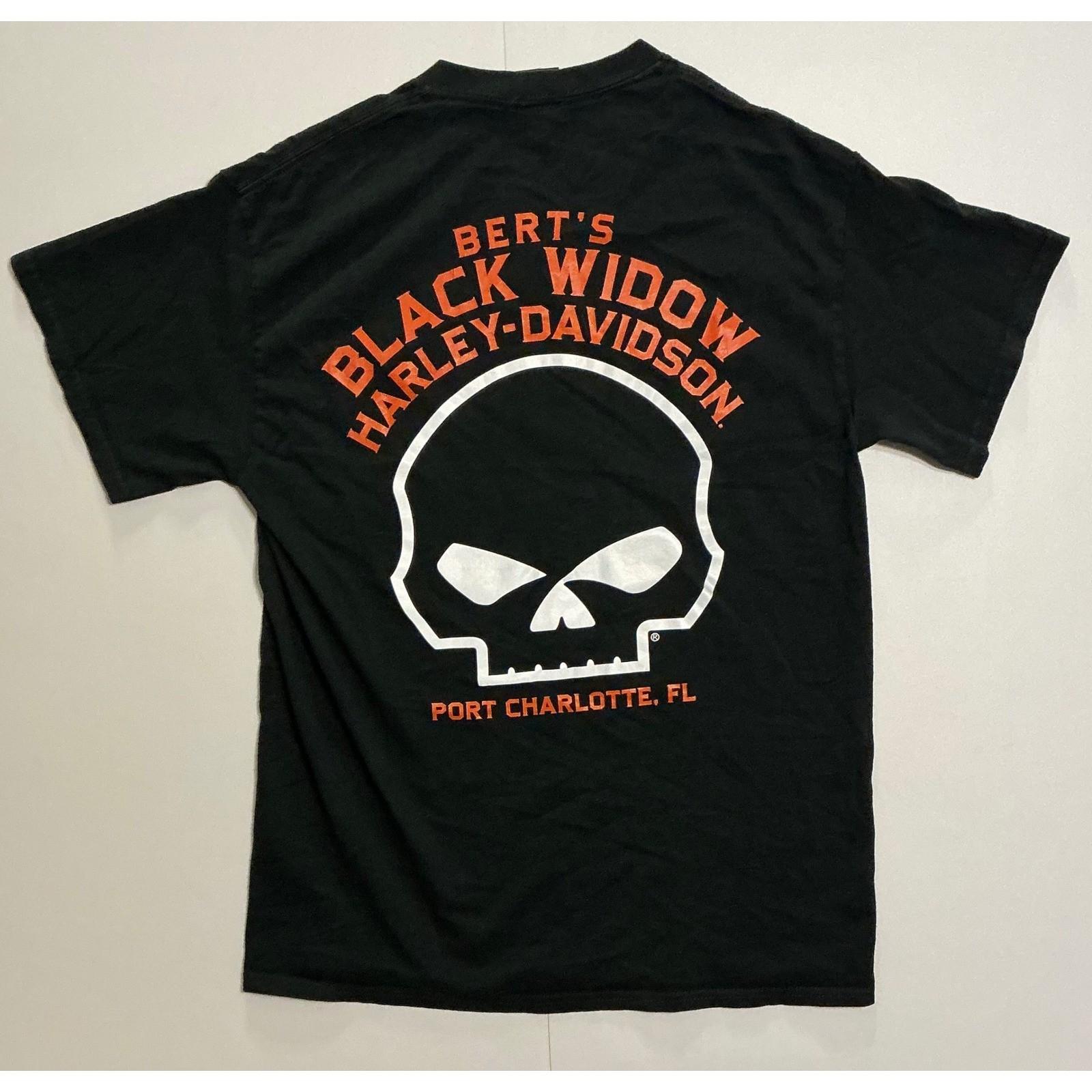Harley Davidson Skull Black Widow Grunge Biker Motorcyle T-Shirt M (fits S) Unisex T-Shirt XXXL