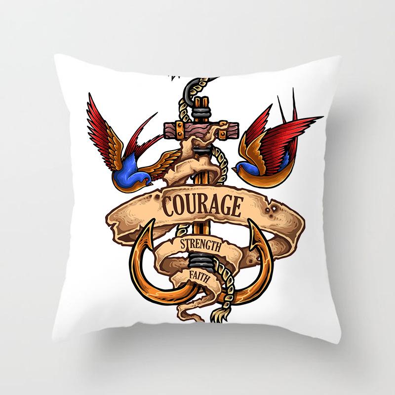 Retro Mediterranean Ocean Digital Print Peach Skin Pillow Cover Cushion Cover Wish Home Products Cushion Cover