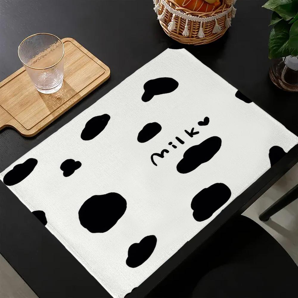 Set da 4 tovagliette geometriche bianche e nere personalizzate in cotone e lino per tavolo da pranzo, sottobicchiere, sottotazza per ciotola/tazza, decorazione per la casa 10.11WJY