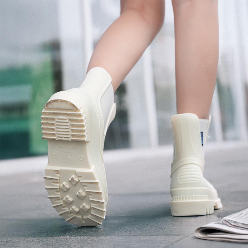Rubber Boots for Women Fashion Elastic Rain Shoes New Low Rain Boots Chelsea Waterproof Non Slip Thick Soled Rain Boots Woman