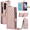 Crossbody Cards Solt Wallet Leather Ring Hold Case For Samsung Galaxy Z Fold 6 5 4 3 5G Wristband Strap S Pen Holder RFID Cover