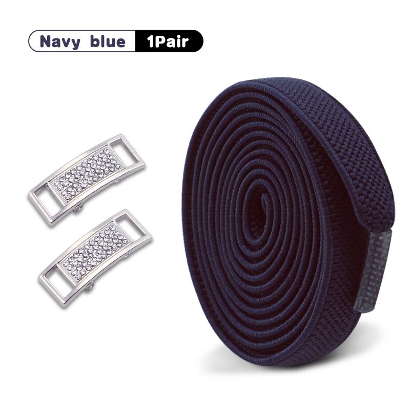 1Pair Diamond Lock Shoelaces Without ties Elastic Laces Sneakers No Tie Shoe laces Kids Adult 0.8cm Flat Shoelace for Shoes