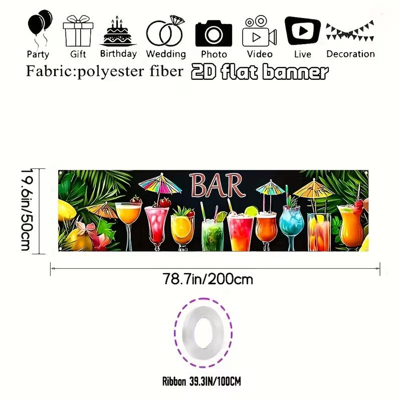 2D Summer Bar Tapestry Colorful Drinks Wall Banner