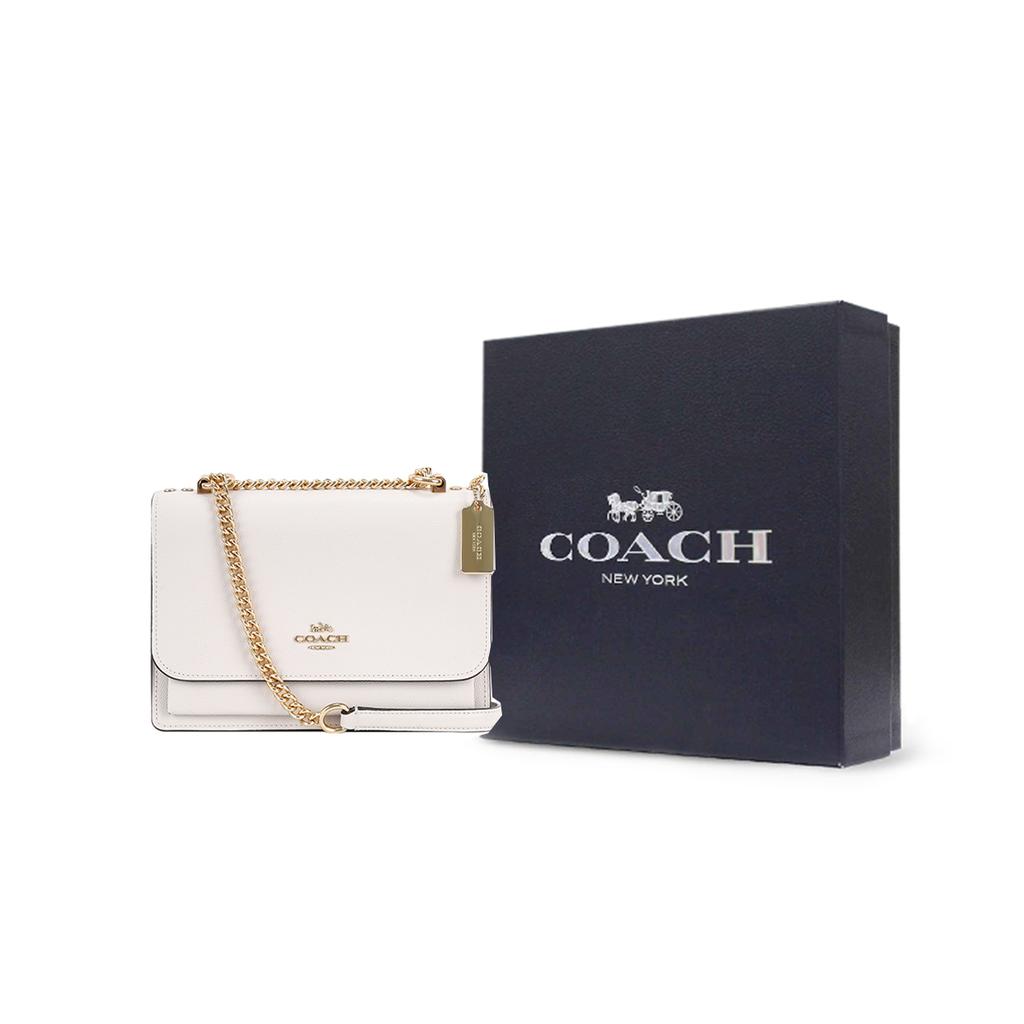 New COACH Klare Grain Leather Trunk Bag, Shoulder Bag, Crossbody Bag Medium Women's Chalk White 91174-IMCHK