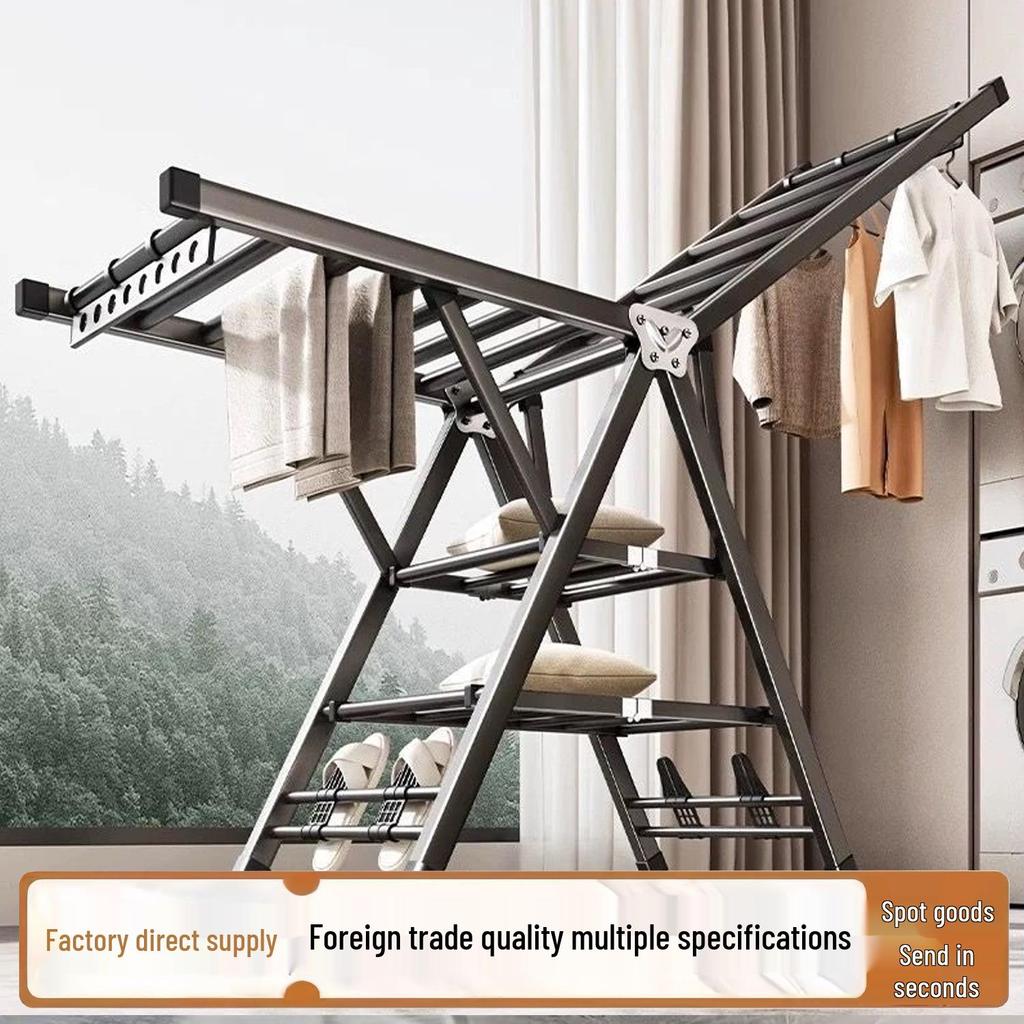 Wing-shaped Multi-purpose Folding Clothes Rack for Home, Bedroom, and Balcony