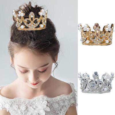 Children Gold Sliver Headwear Girls Dress Princess Hair Accessories Baking Cake Crown Headdress Headband Gift for Kids