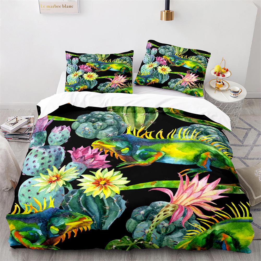 Lizard Duvet Cover Set Desert Wildlife Animal Pattern Comforter Cover King Queen Size for Adults Teens Animal Lovers Bedding Set