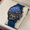 Gj083 Men's Casual Quartz Silicone Watch Decorative Blue Glass Stainless Steel Clasp Characters)