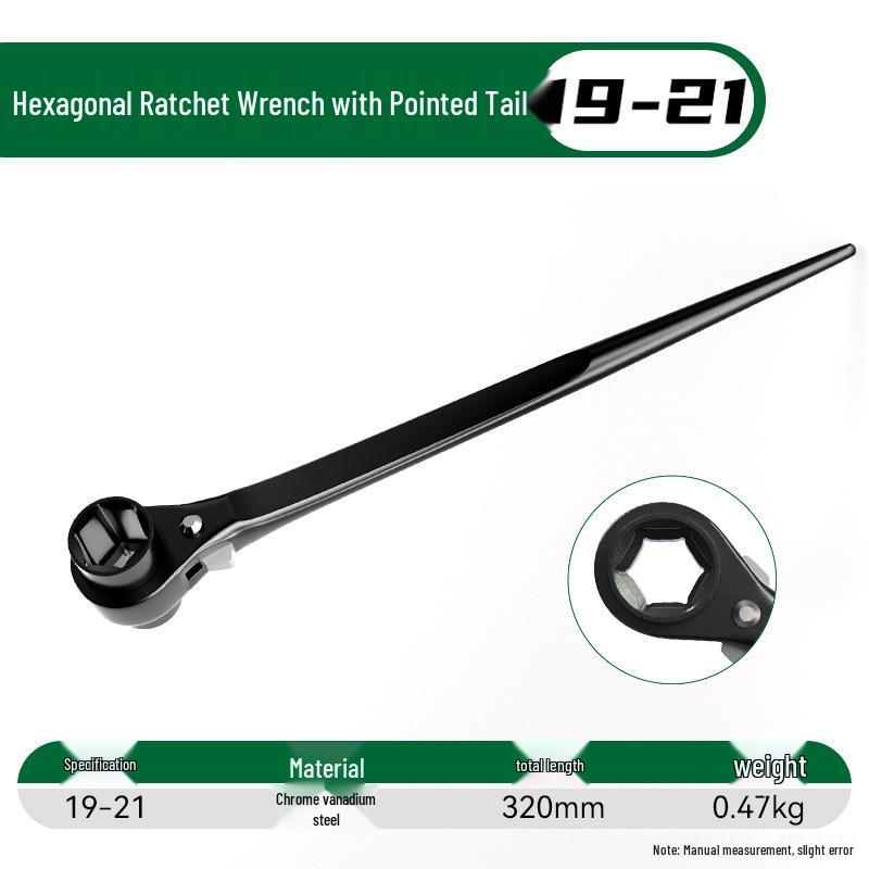 Pointed Tail Ratchet Wrench for Scaffolding - Multi-functional, General Use Socket Tool