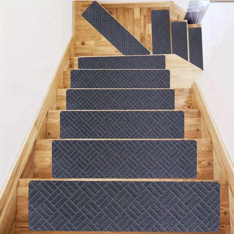 Soft Stair Step Pads with Diverse Embossing Self-adhesive Anti Slip Absorbent Properties Stair Carpet Rugs Protective Sticker Dirt Resistant Floor Mat