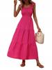 Summer Loose Casual Maxi Dress Pink Ruffles Feminine For The Beach