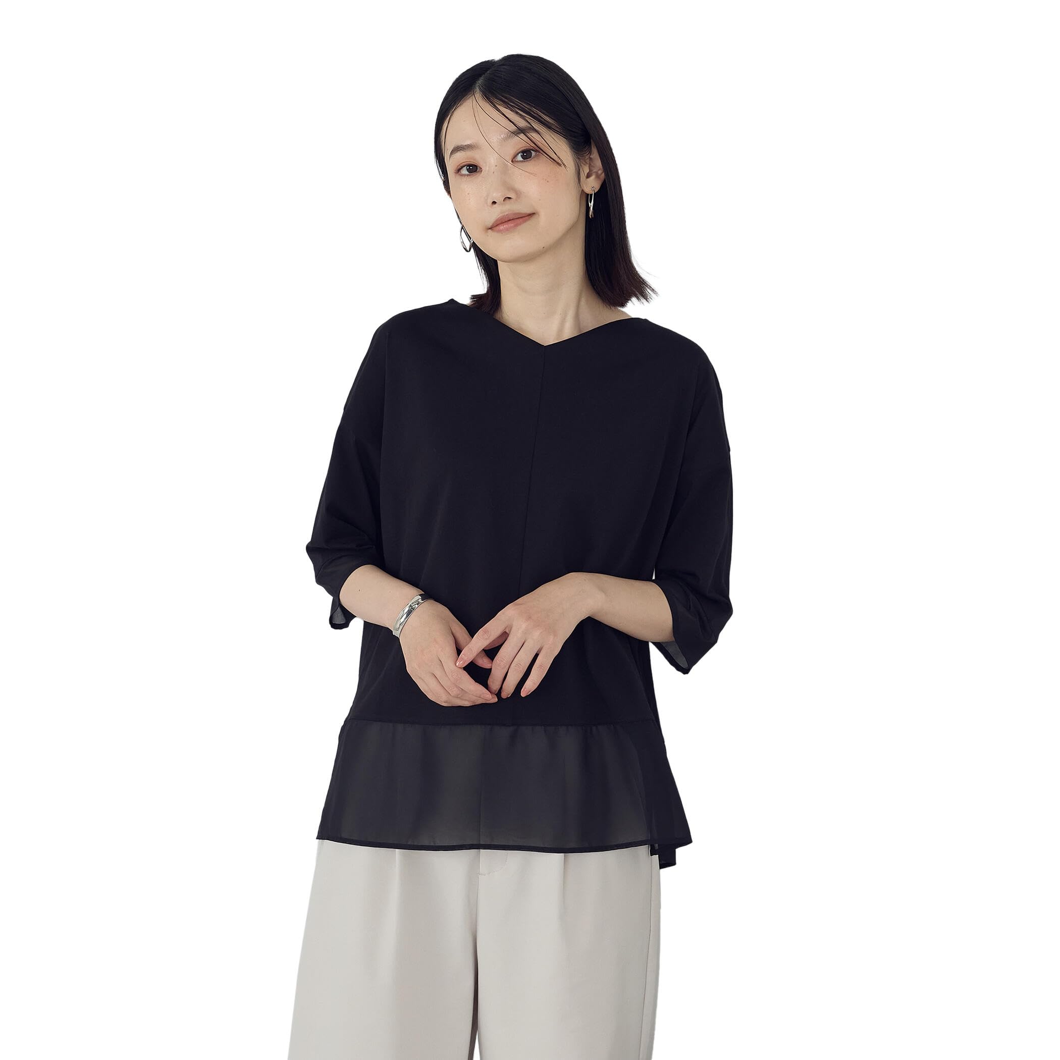 

Comme Ca Ism Sheer Combi Cut and L Sew, 12-68CM25-205, Black, чёрный