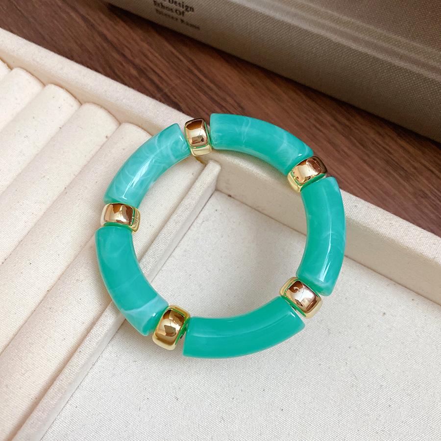 Neue gespleißte Bambusrohr Acryl Runde Armreifen für Damen Herren Mode Smuding Geometrische Armbänder Elastischer Armreif Partner Schmuck X
