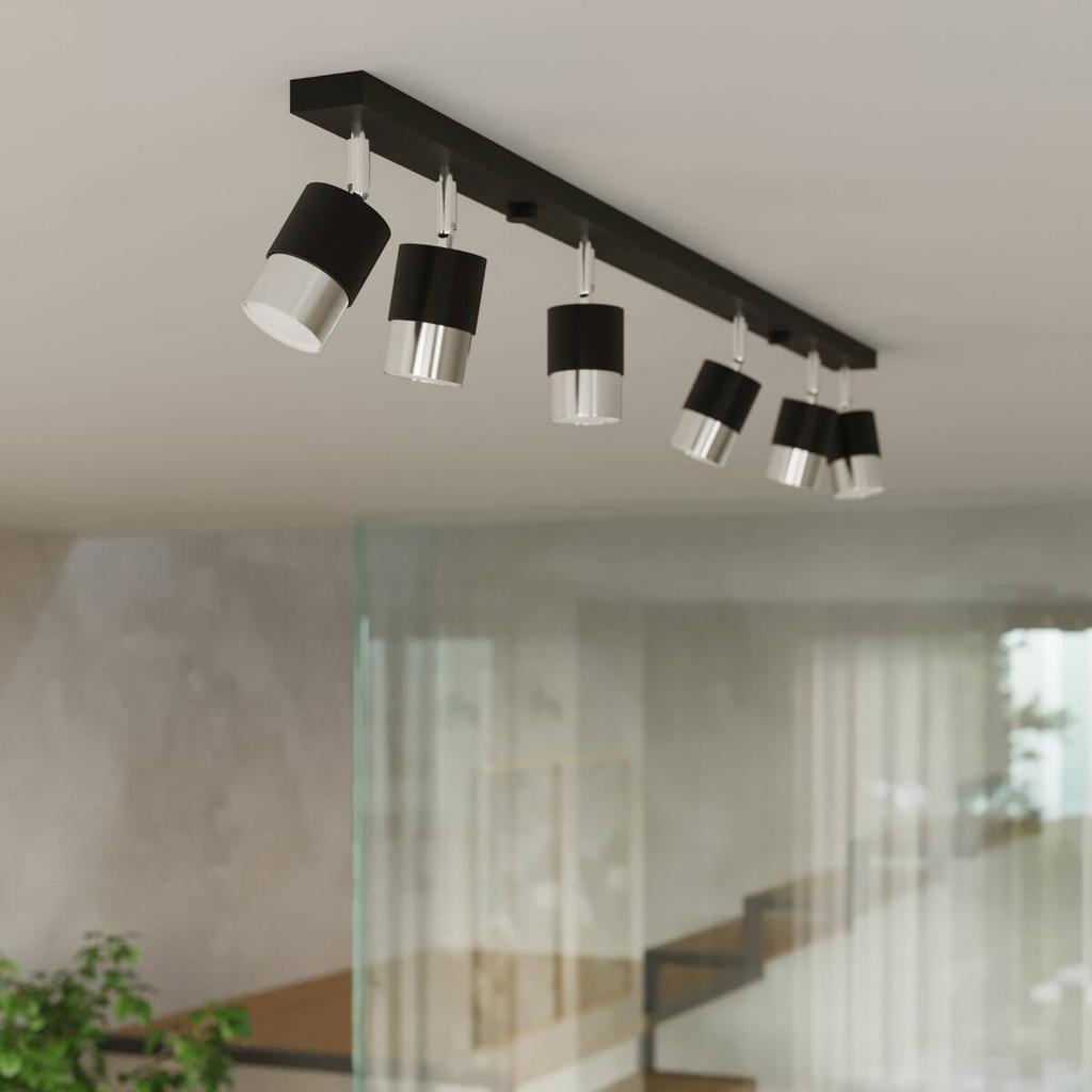 Spot Sufitowy Czarny Podłużny Podwójny Klosz Chrom 2Xgu10 10W Nero Sl.1065 Sollux Lighting