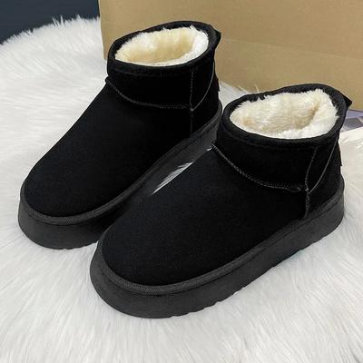 Fashion New Winter Women Short Plush Warm Snow Boots Flats Casual Shoes Suede Fur Chelsea Ankle Boots Platform Ladies Shoes Botas Mujer