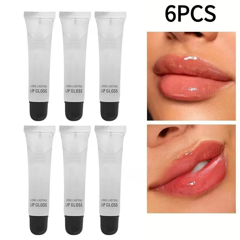 6PCS Makeup Transparent Lip Moisturizing Oil Lip Oil Moisturizing Mirror No Makeup Off Mirror Color Lipstick Lip Gloss 6 pieces/pack