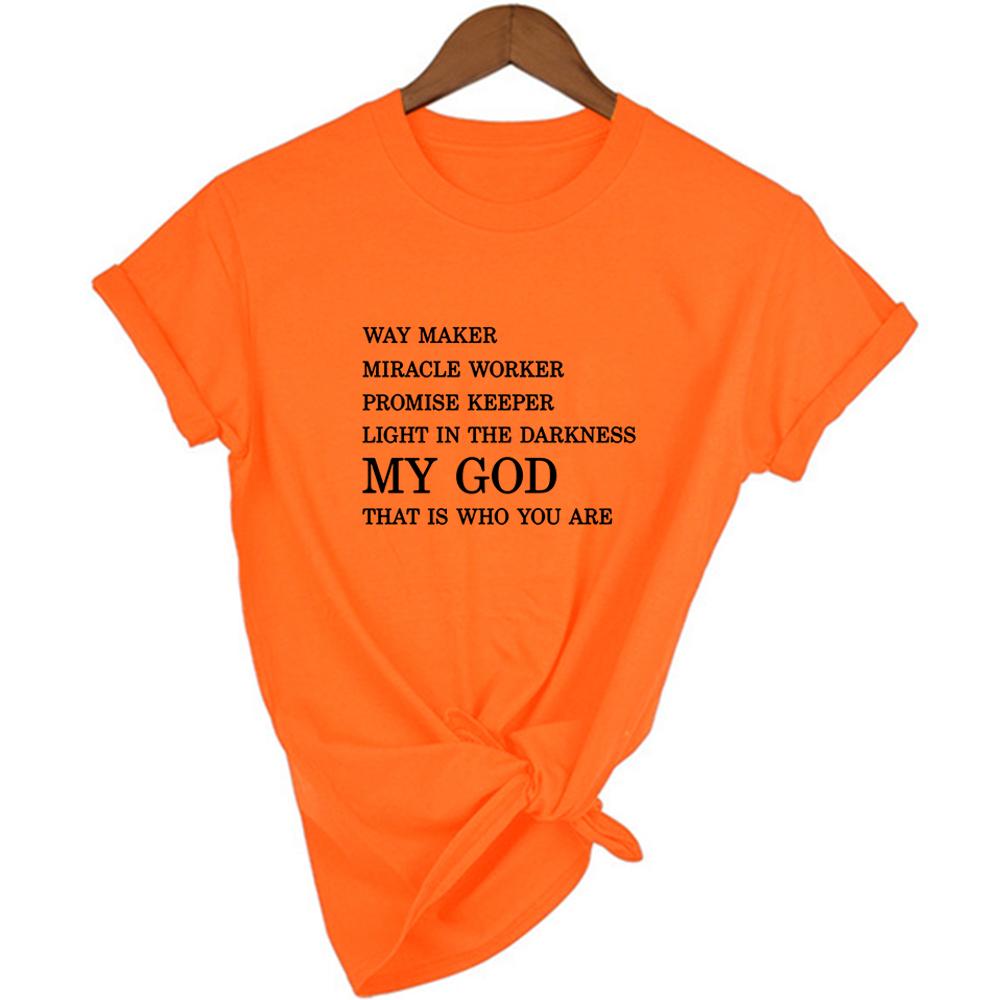 Way Maker Miracle Worker My God Graphic T Shirts Women Summer Fashion Jesus Blessed Women