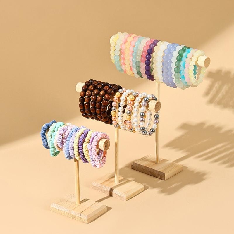 Set of 3 Elegant Wood Bangle Holder Multi Level Rack for Bracelet and Beads Showcase Easy Assembly Headband Organizers