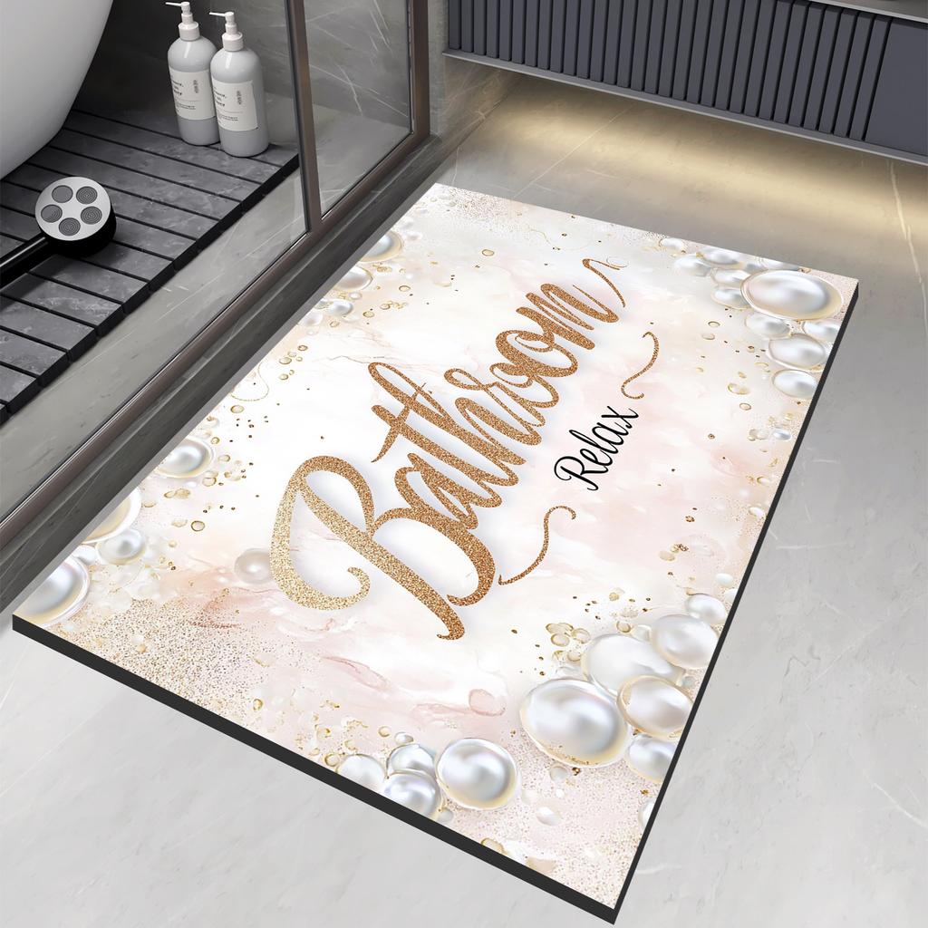 Luxury Diotomite Bath Mat Anti Slip Shower Carpet Bathroom Rug Absorbent Floor Foot Mats Quick Dry Toilet Mats Washable