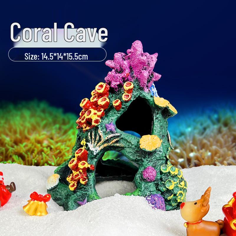 Aquarium Resin Coral Ornament Set: Simulated Coral Tree & Fish-Shrimp Hiding Decoration for Saltwater Tanks