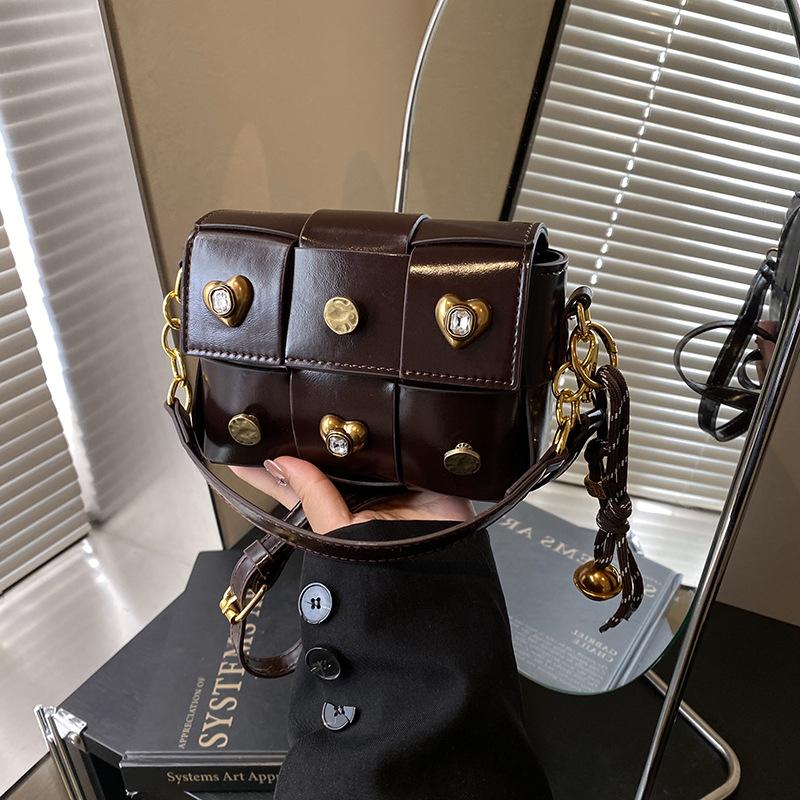 

Bags This year s popular bag 2025 new Korean version fashion splicing shoulder bag women s crossbody rivet small square bag