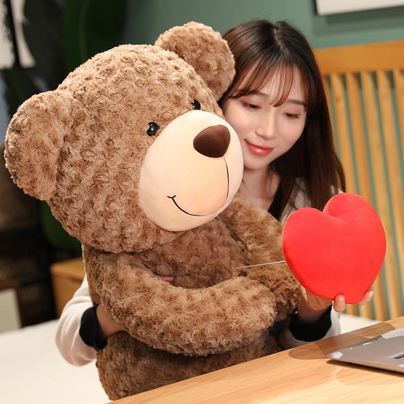 Red Love Heart Teddy Bear Plush Toy Cute Brown Bear Stuffed Plushies Throw Pillow Wedding Ornament Valentine's Day Gift For Girl