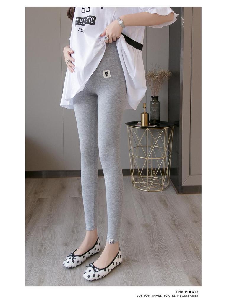 High-Waisted Summer Maternity Leggings – Nine-Point Length, Lightweight & Elastic for Abdominal Support