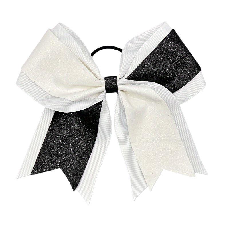 Glitter Cheerleading Bow Hair Tie with Double-Layer Elastic