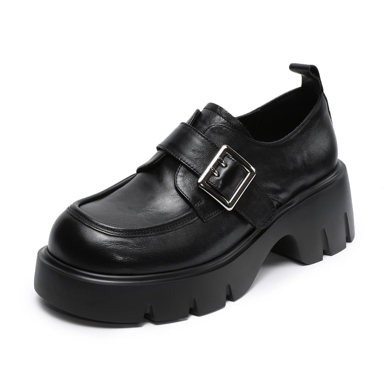 Luxury-lite Women s Retro Thick-soled Height-increasing Single Shoes 35 чёрный