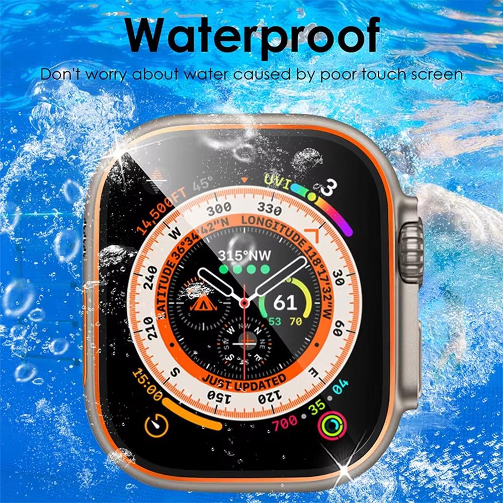 Tempered Glass Screen Protector with Titanium Alloy Frame for Apple Watch Ultra 49mm (iWatch 8)