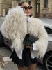 European and American Women's Fashion Faux Fur Turn-Down Collar Long Sleeve Autumn/Winter Coat