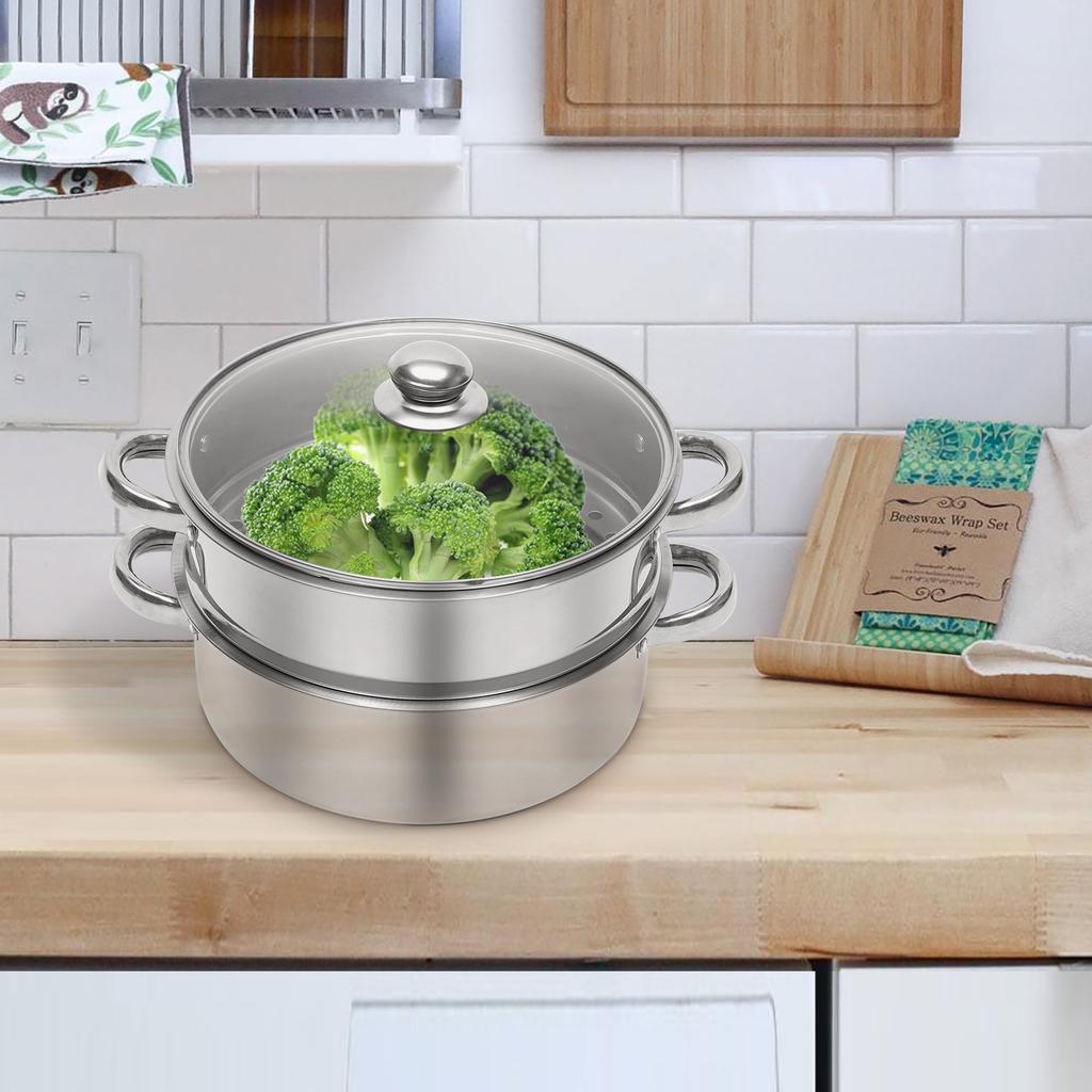 5-Tier Stainless Steel Food Steamer 26cm Meat Vegetable Steamer Pot Kitchen Cookware with Lid for Steaming Corn, Dumplings, Buns
