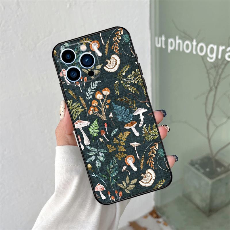 Mushroom Forest Case For iPhone 16 15 11 12 13 14 Pro Max Plus XS X XR 12 13 Mini Back Cover
