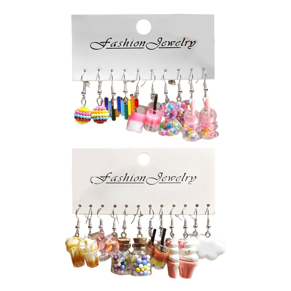 Multipurpose Milk Teas Shaped Earrings 11 Pcs Jewelry Accessory for Casual Wear To Festival Special Occasions Daily Use