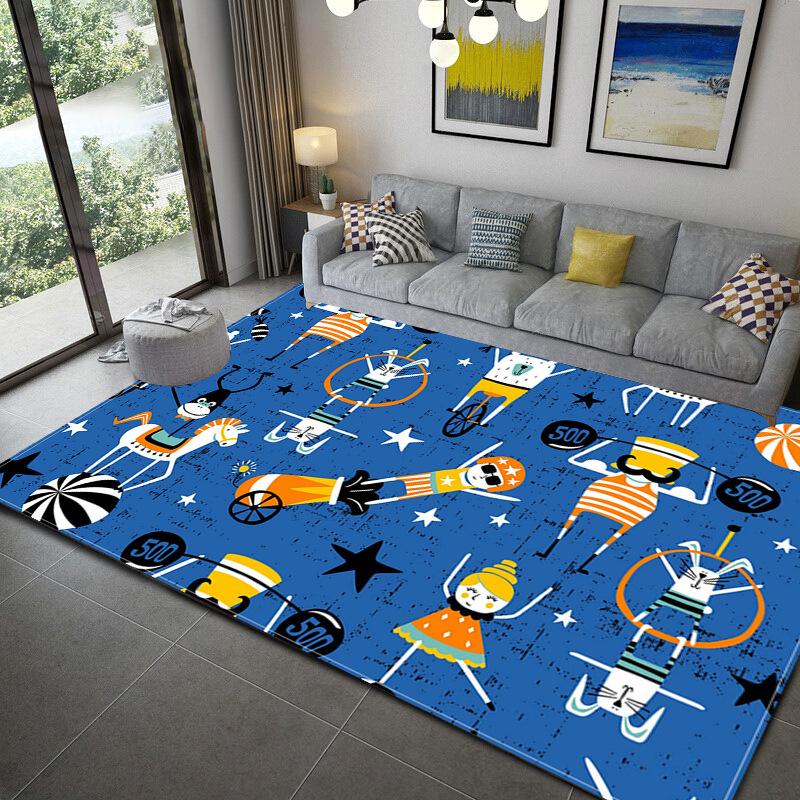 Colorful Geometric Abstract Living Room Carpet, Children'S Bedroom Non-Slip Waterproof Floor Mat