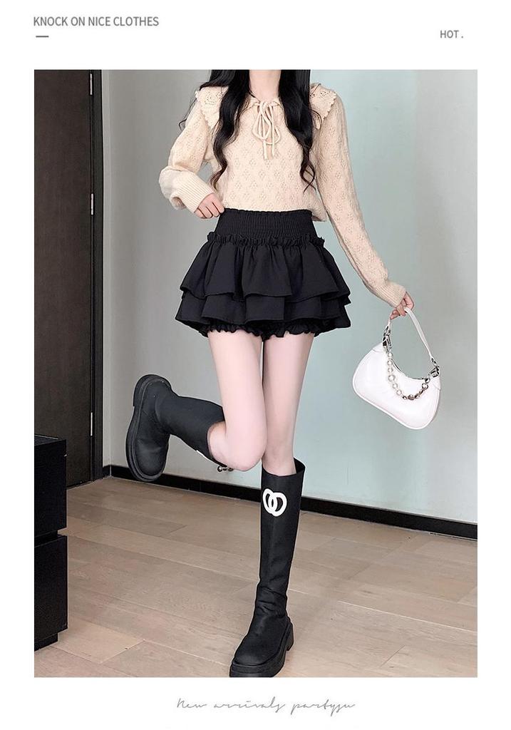 Ballet Style Women's Summer Elastic High Waist Fluffy Skirt Shorts