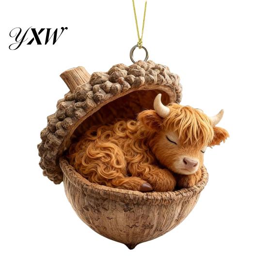 Festive Tree Decoration Forest Animal Acorn Hanging Ornaments Acrylic Christmas Decor with Holiday Home Ornament Squirrel Rabbit Pony Designs 2D Flat