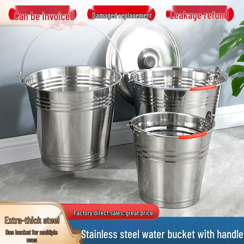 ZISIZ Stainless Steel Round Bucket