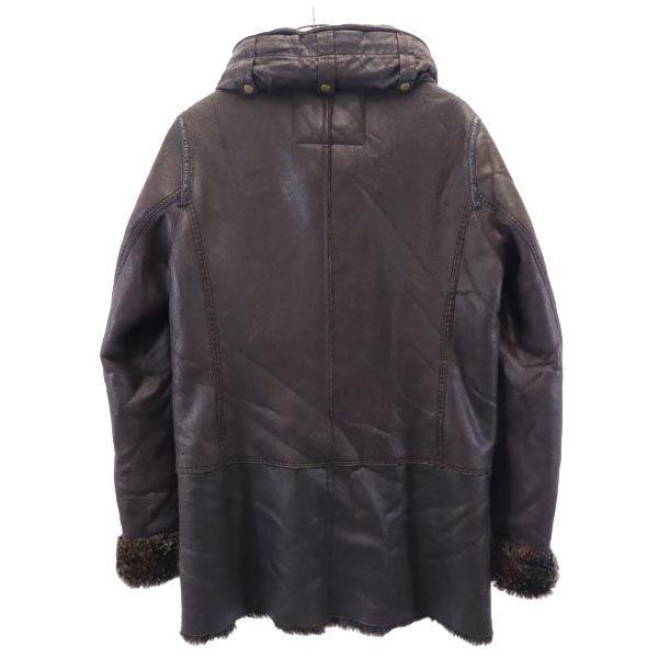 ARMANI JEANS fake leather jacket USA 4 Dark brown Fur lining Men's Used