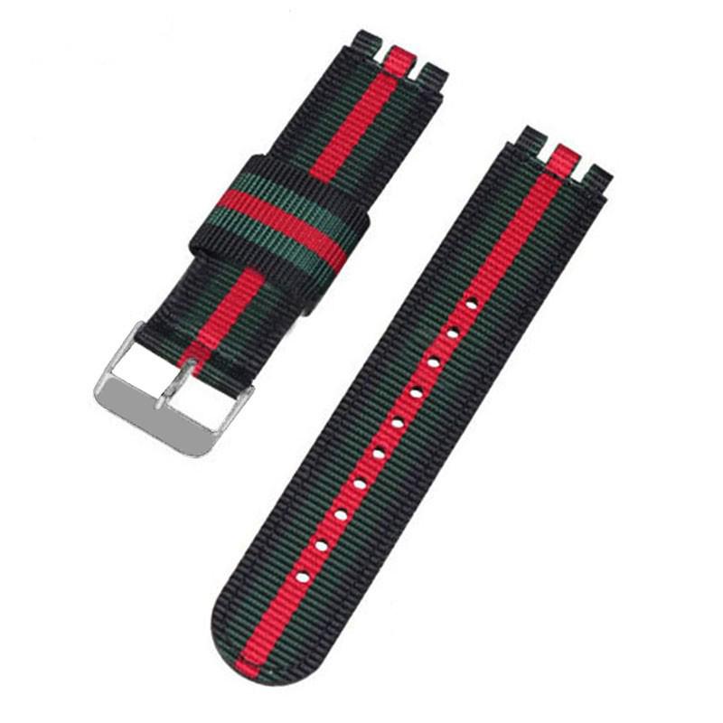 SWATCH Horloge Compatibele Nylon Canvas Band, Geribbeld, 17/19/20mm