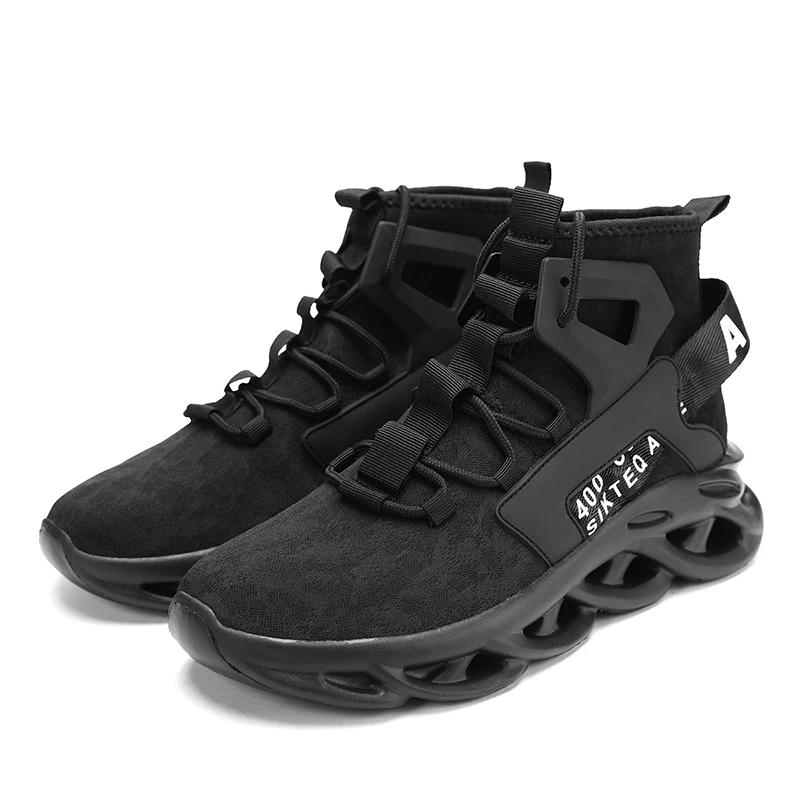 High Top Fashion Shoes for Men Comfortable Cushioning Lightweight Running Shoes Breathable Fabric Running Thick Soled Shoes